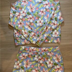 Ralph Lauren Floral Blue and Pink Two-Piece Set